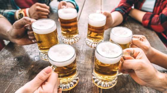 People enjoying beers at craft brewery