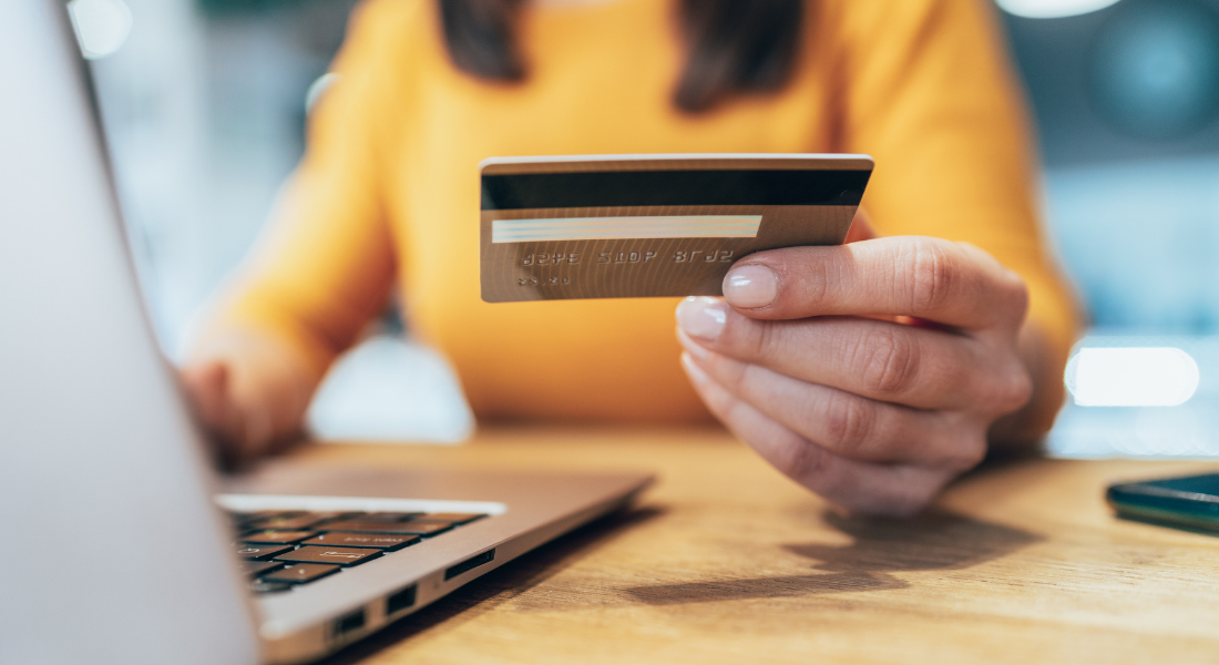 online payment processing woman with credit card